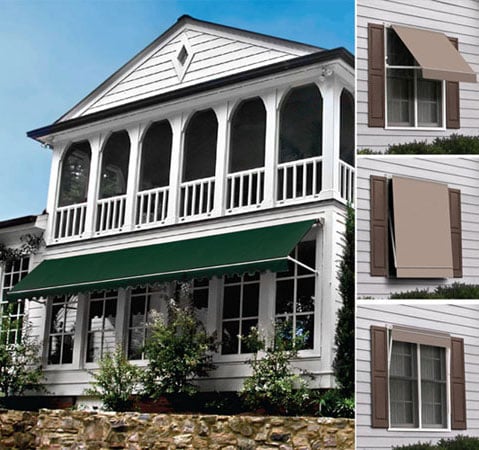Retractable window awnings